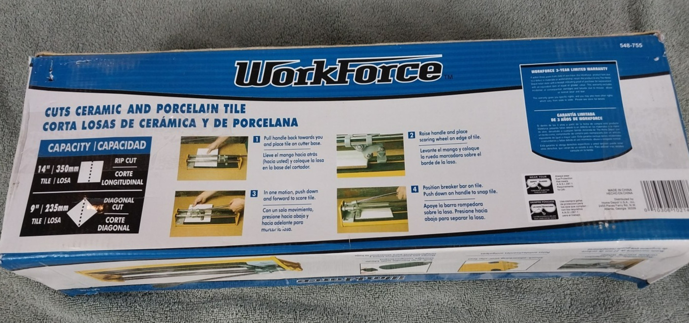 Workforce 14″ Tile Cutter THD14 Ceramic Porcelain Tile Tool Lightly Used