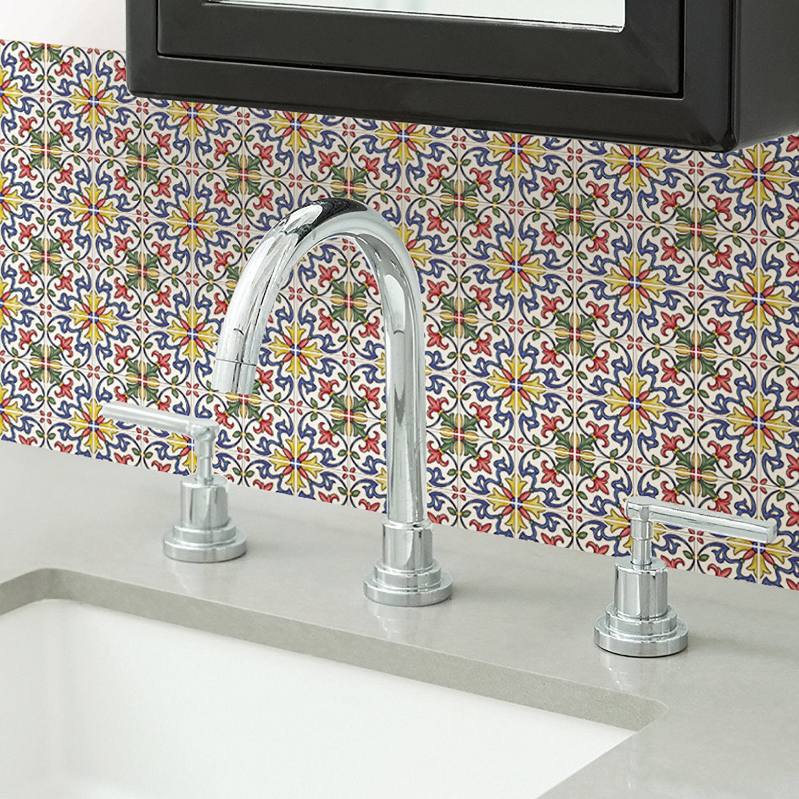 In Home NH2365 Tuscan Peel & Stick Backsplash Tiles, Multi-Color, 4 Piece
