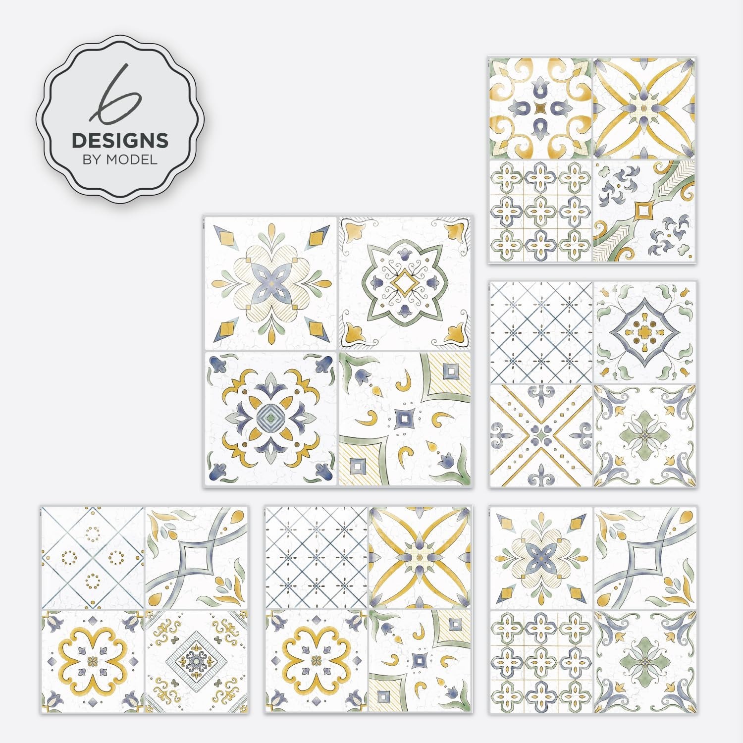 SMART TILES Peel and Stick Backsplash – 5 Sheets of 9″ x 9″ – 3D Adhesive Pee…