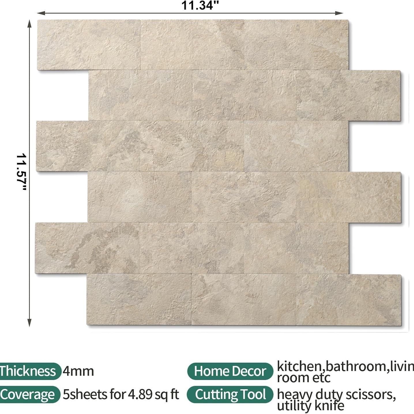 2026 New Upgrade Peel and Stick Backsplash Tile, Peel and Stick 11.34″ X 11.5…