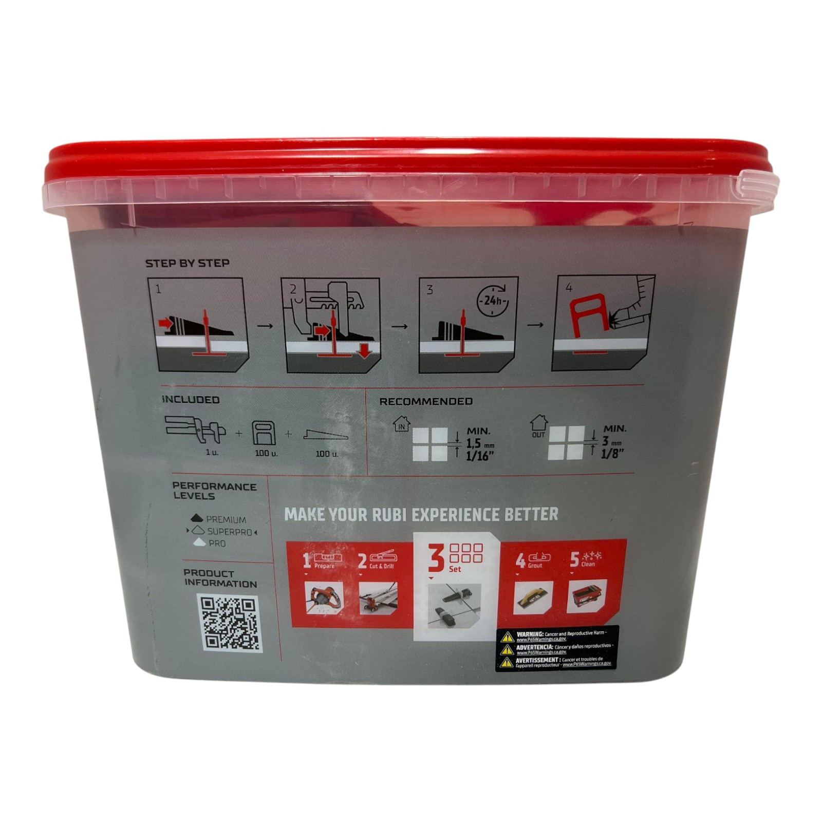 Rubi Delta Tile Leveling System 1/16″ Clips 400-Count 1.5mm Spacer Kit