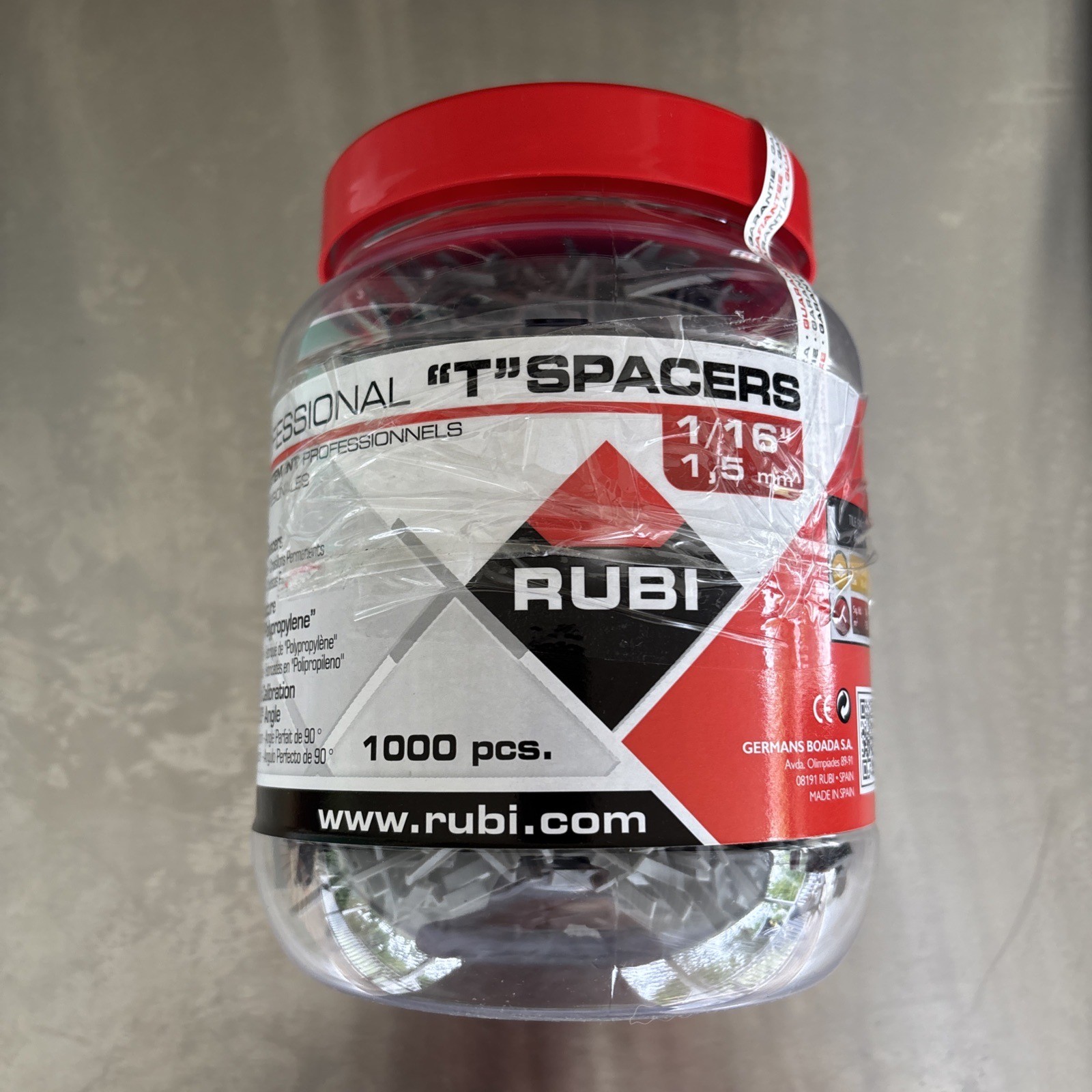 RUBI Professional 1/16” Tile T Spacers 1000pcs 1.5mm