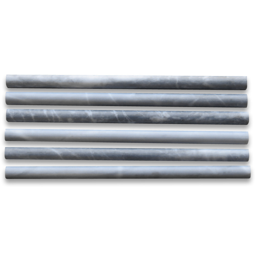 K17H Bardiglio Gray Dark Grey Marble 5/8×12 Pencil Liner Trim Molding Honed