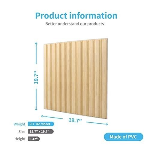Art3d Slat Wall Panel, 3D Fluted Textured Panel 12-Tile 19.7 x 19.7in. – Oak