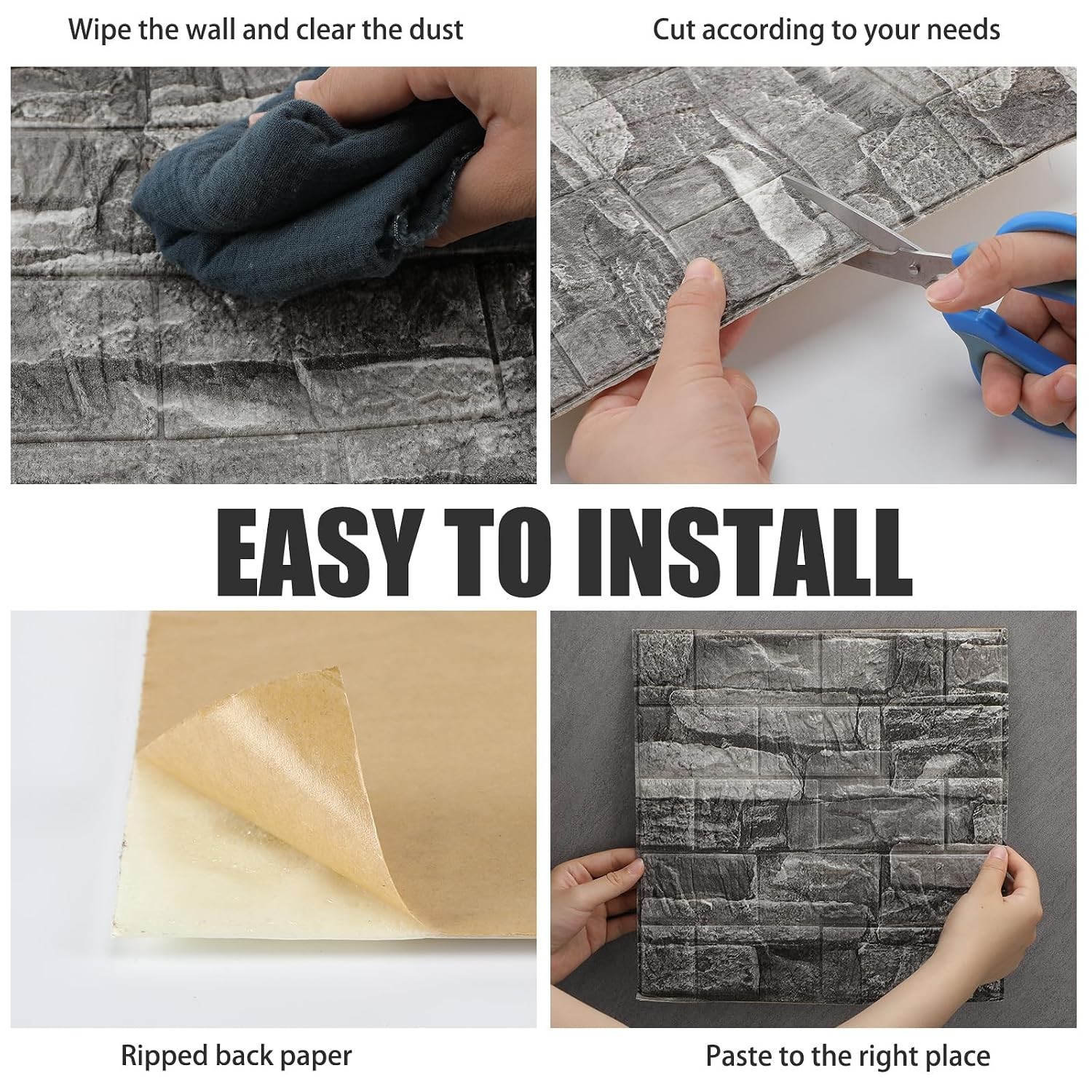 30 Pcs 28.8-48.4 Sq ft 3D Wall Panels Peel and Stick Foam Brick Wallpaper Printa