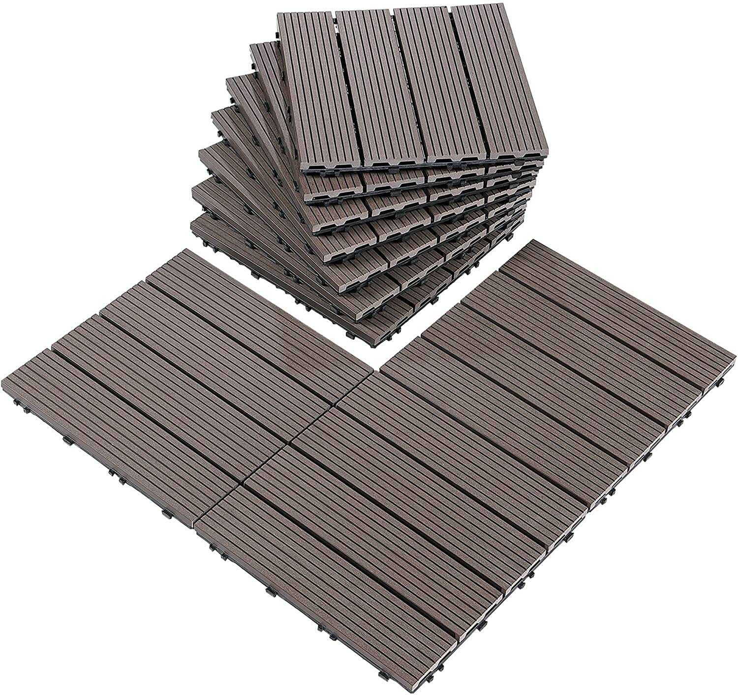 PURE ERA Pebble Interlocking Floor Deck Tiles Indoor Outdoor Use 12″x12″
