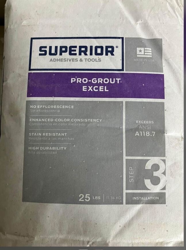 Superior Pro Grout EXCEL – (2) 25Lb sack white number 52271. New not open