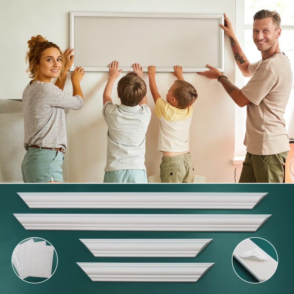 Peel and Stick Wainscoting Kit – 6 Frame Wall Molding Panels for Easy Decor