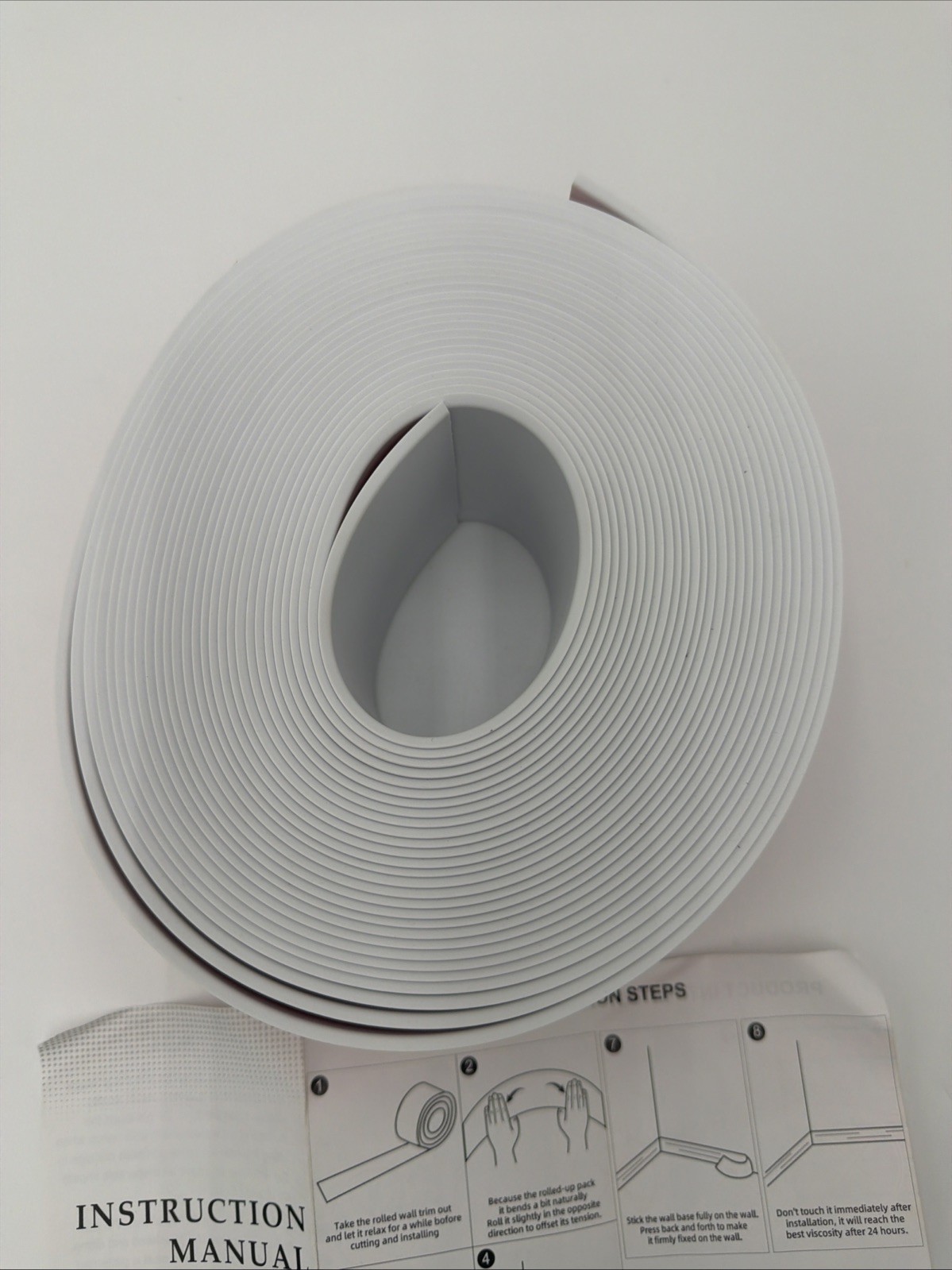 40Ft Flexible Baseboard Molding Trim 4″ Self Adhesive Peel Stick Vinyl White