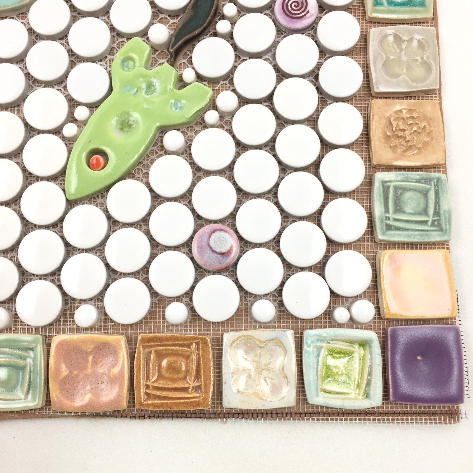 Handmade Tile Mosaic Panel Backsplash 1/4″ Thick, 11.5″ x 14″ Mounted On Mesh