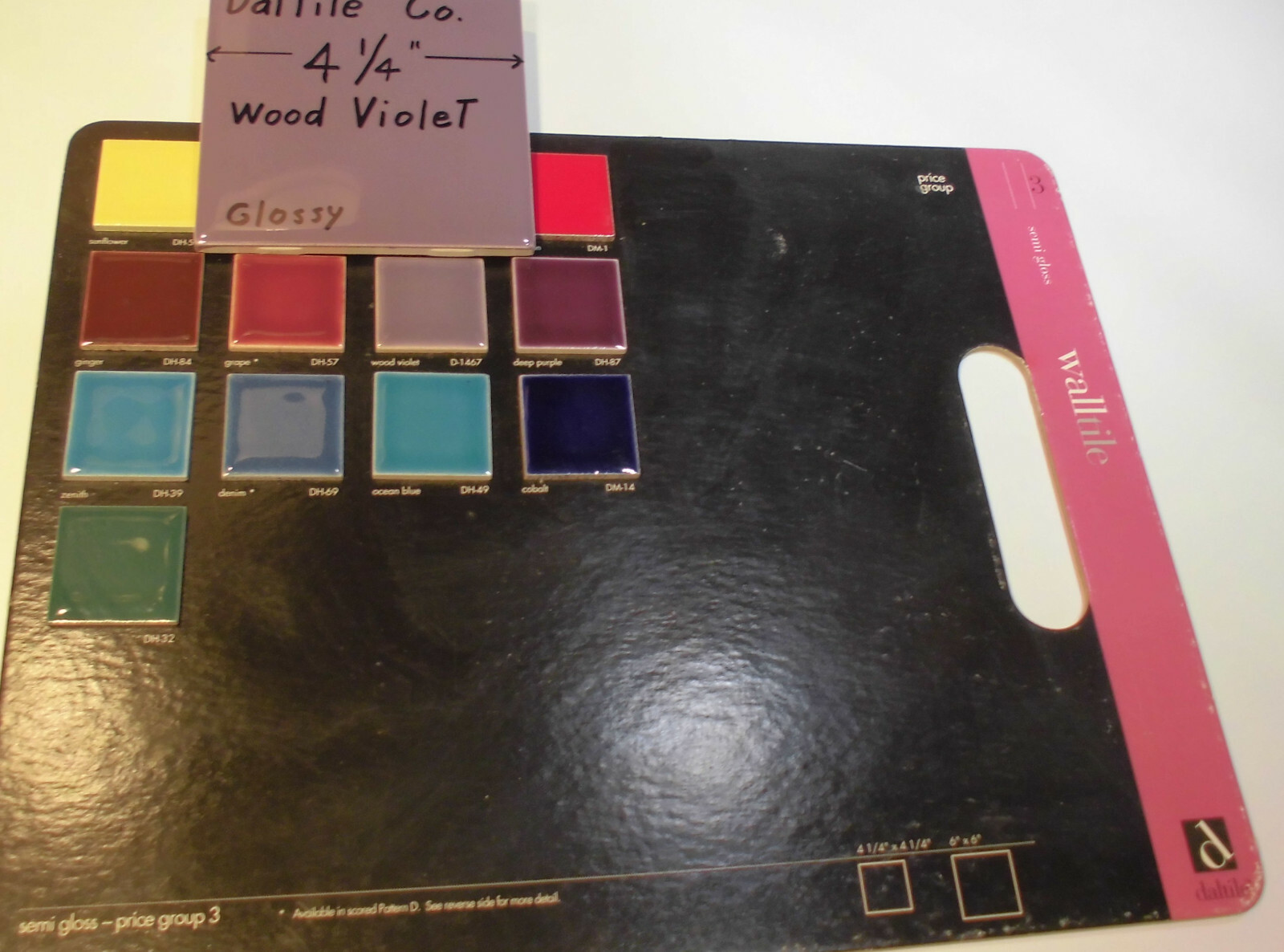 1 pc. *Wood Violet* Glossy Ceramic Tiles by Daltile…4-1/4″ Shiny Purple