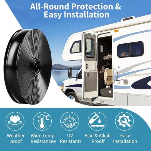 1″ RV Vinyl Trim Molding Insert, 100 FT Black Camper Exterior Screw Cover Trim