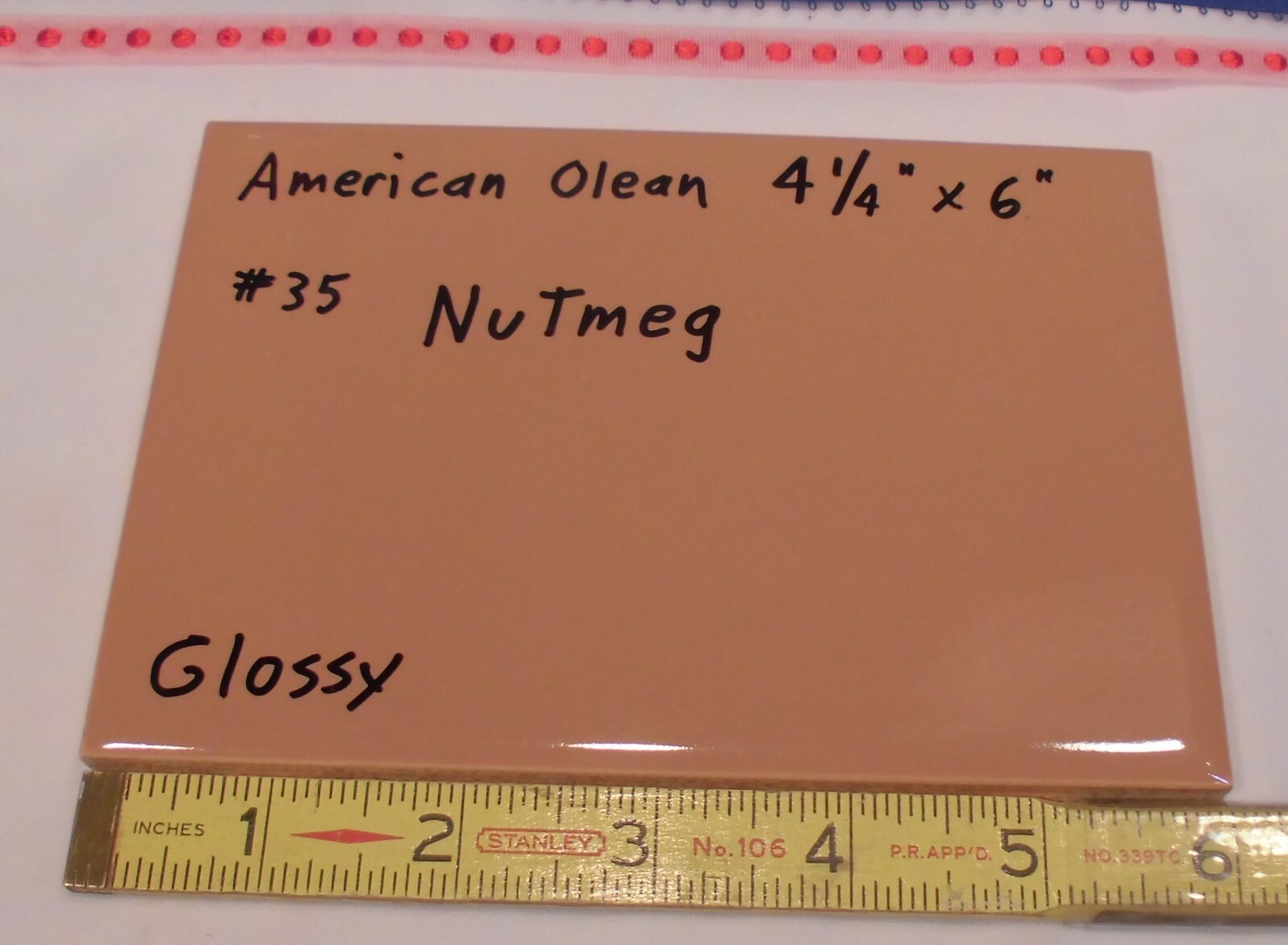 1 pc. *Nutmeg -Brown* Glossy Ceramic Tile #35 by American Olean 4-1/4″ X 6″ NOS