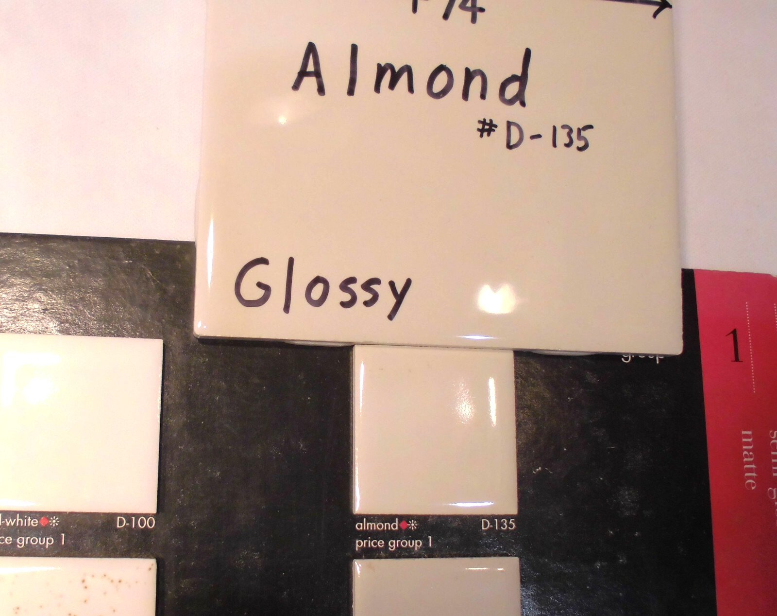 1 pc. *Almond #D-135* 4-1/4″, Glossy Ceramic Tile by Daltile Co. New Stock
