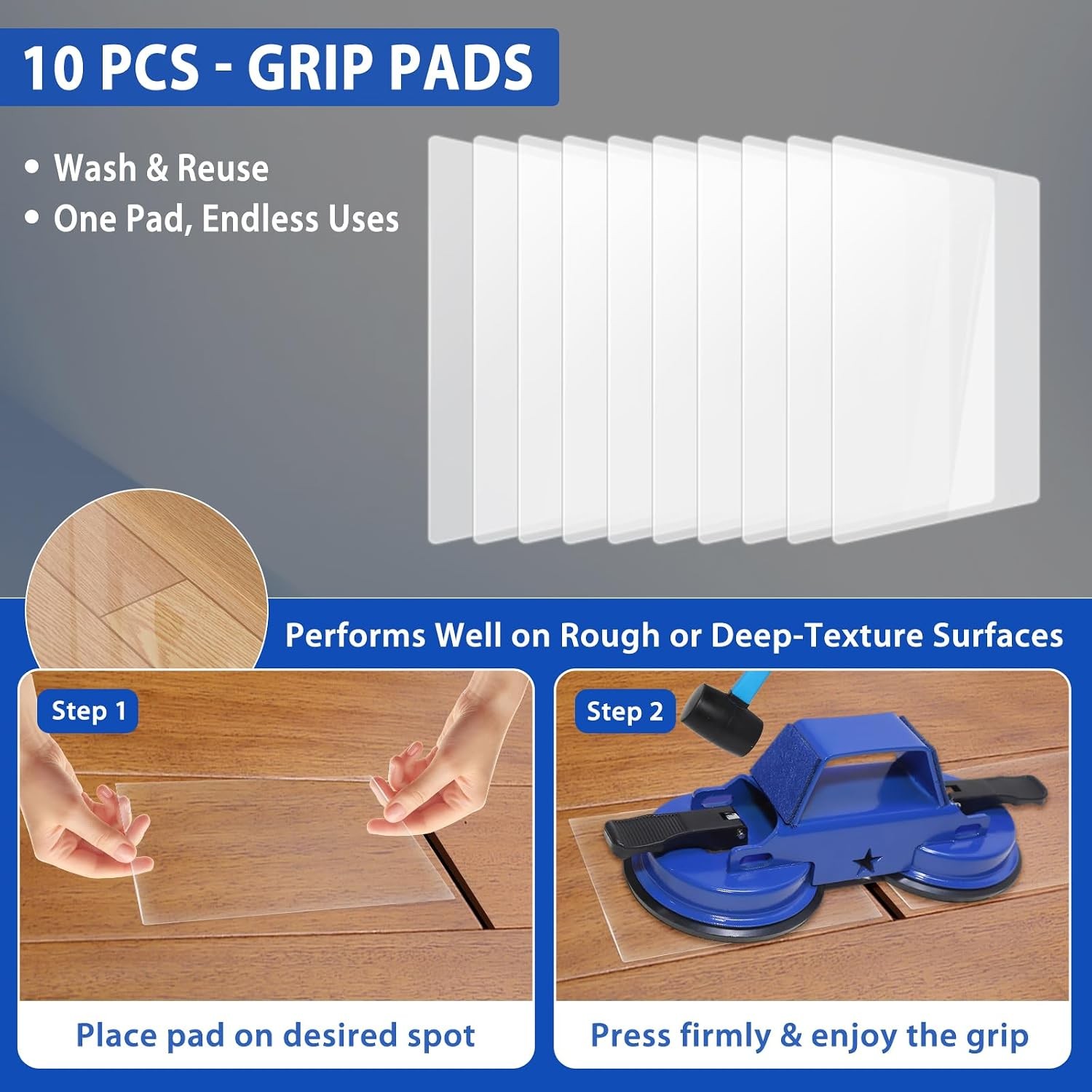 Heavy Duty Floor Gap Fixer Tool – 45° Striking Surface with Dual Suction Cup for