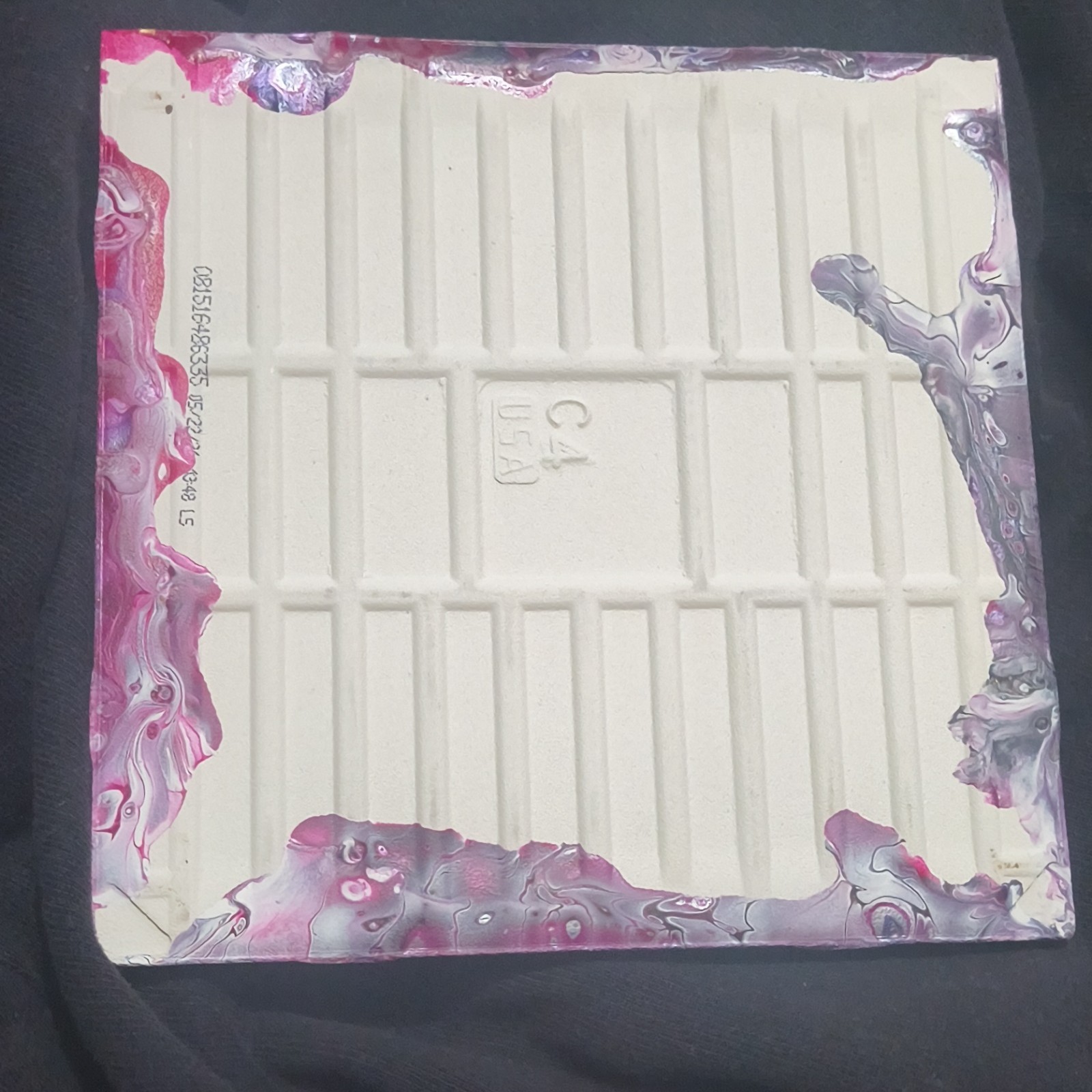 Abstract Ceramic Square Wall Tile Pink Gray White Black Glossy Patterned