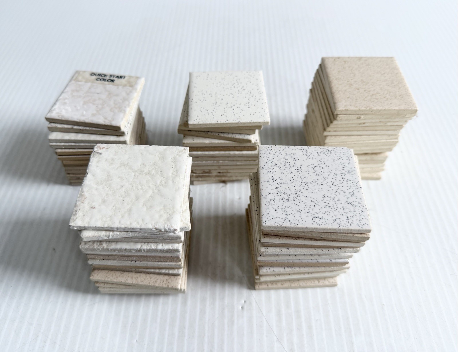 Mixed Lot Of Vtg 2” Square Ceramic Tiles MCM Kitchen Bath Beige, Cream, Speckled