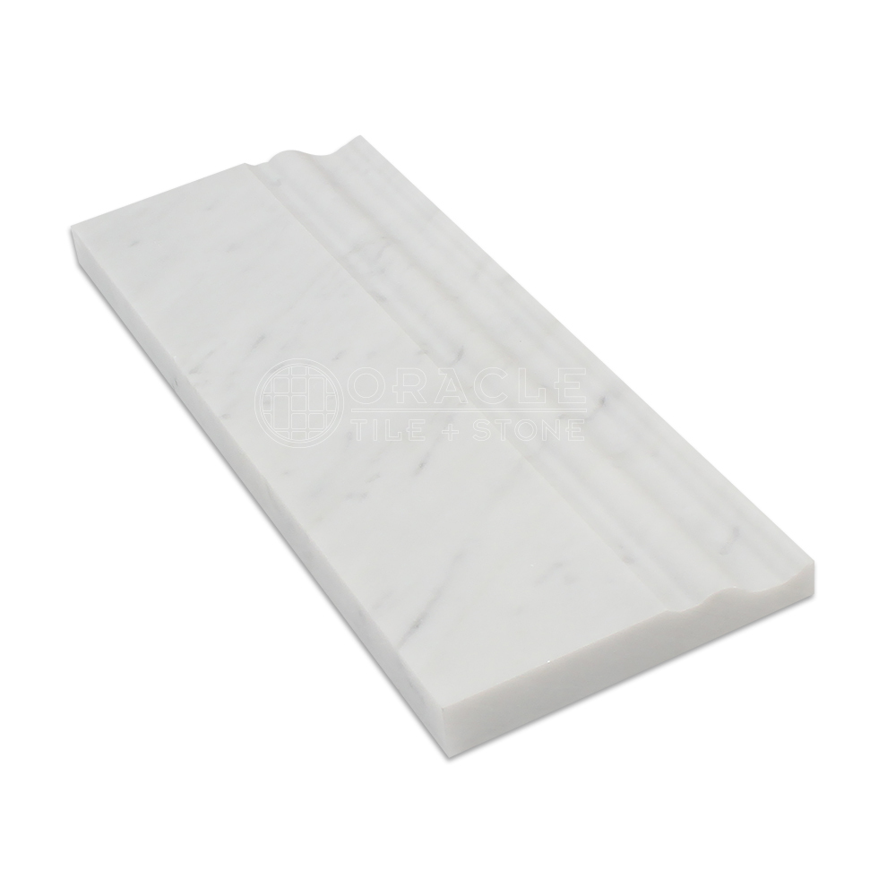 Carrara White Italian (Bianco Carrara) Marble Baseboard Trim Molding