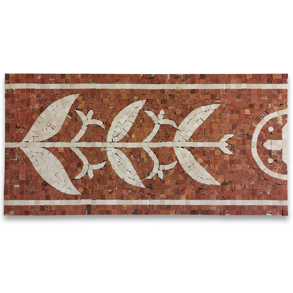 B0111P Coral Carnelian 11×21.7 Marble Mosaic Border Listello Tile Polished