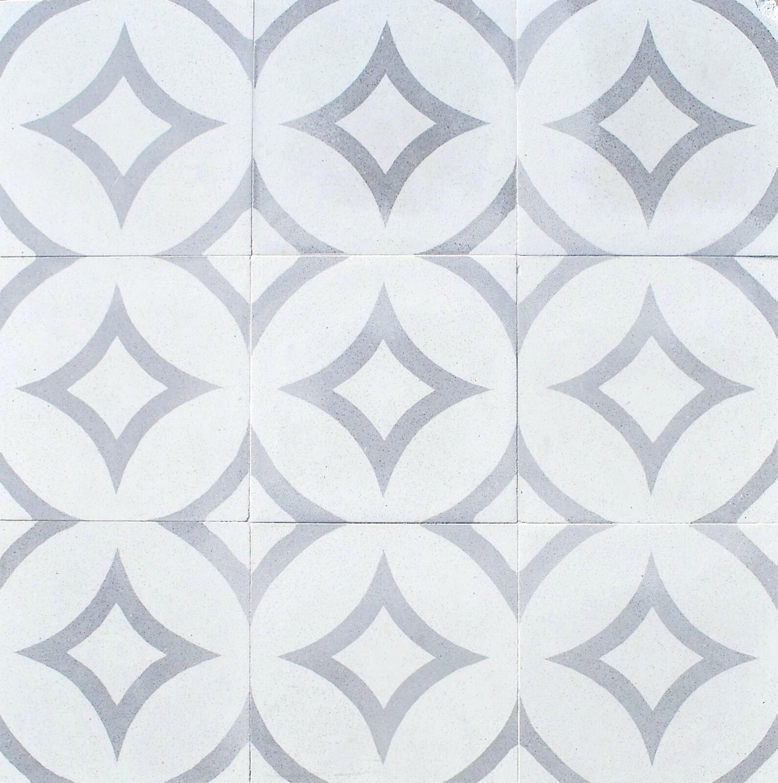 8×8 Luna Gray Geometric Encaustic Cement Tile Floor and Wall Kitchen Bath