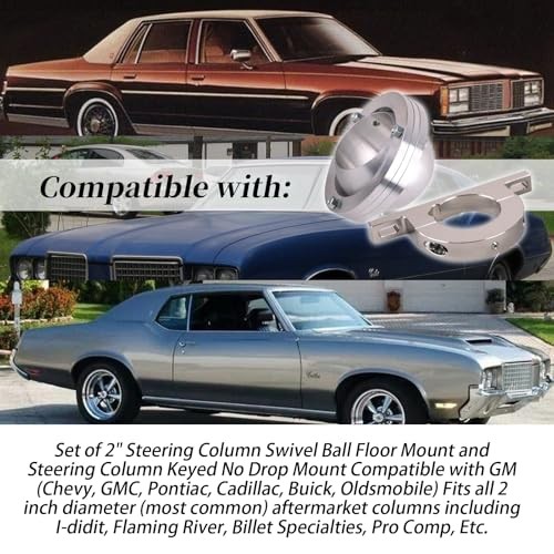 S 2″ Swivel Base Floor Mount & 2″ Column Polished Aluminum keyed Steering