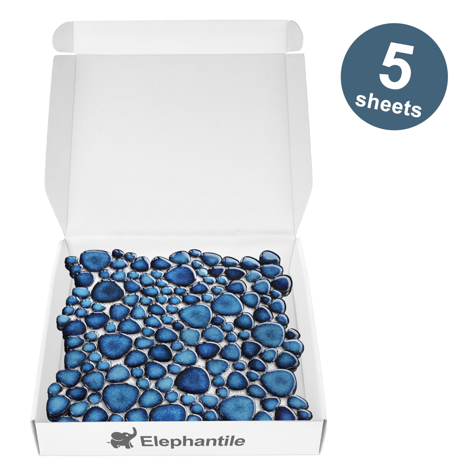 Cobalt Blue Pebble Tiles for Shower Floor Bathroom Floor Wall Mosaic Tile [Se…