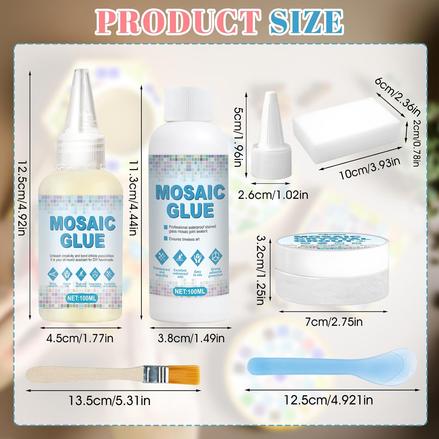 Mosaic Kit, Mosaic Grout, Glue and Seam Sealant Agent Waterproof Strong Adhesive