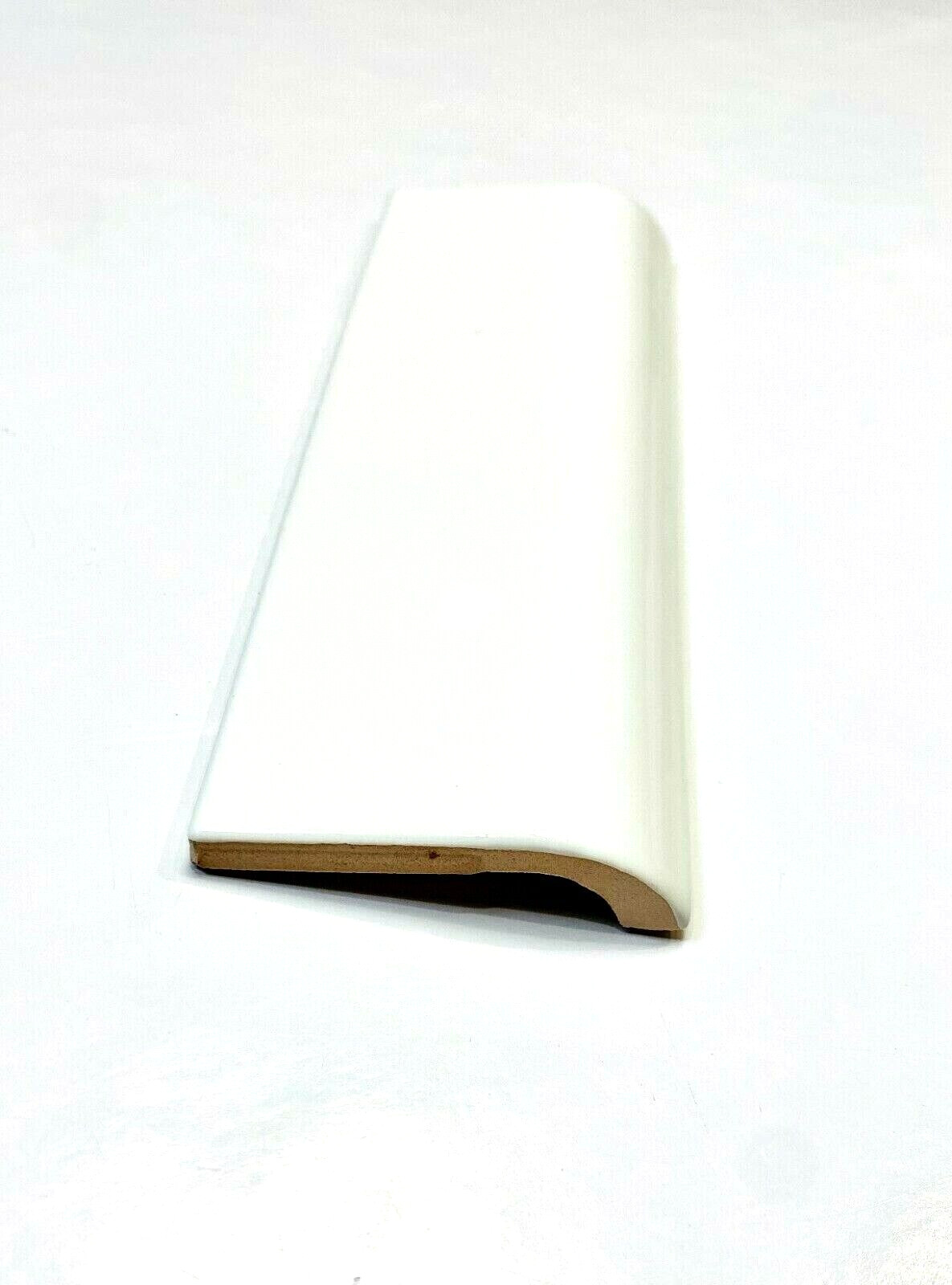 Bright White Arctic 2×6 in Ceramic Tile Mud Cap Bullnose Trim Edge (Box 5 Piece)