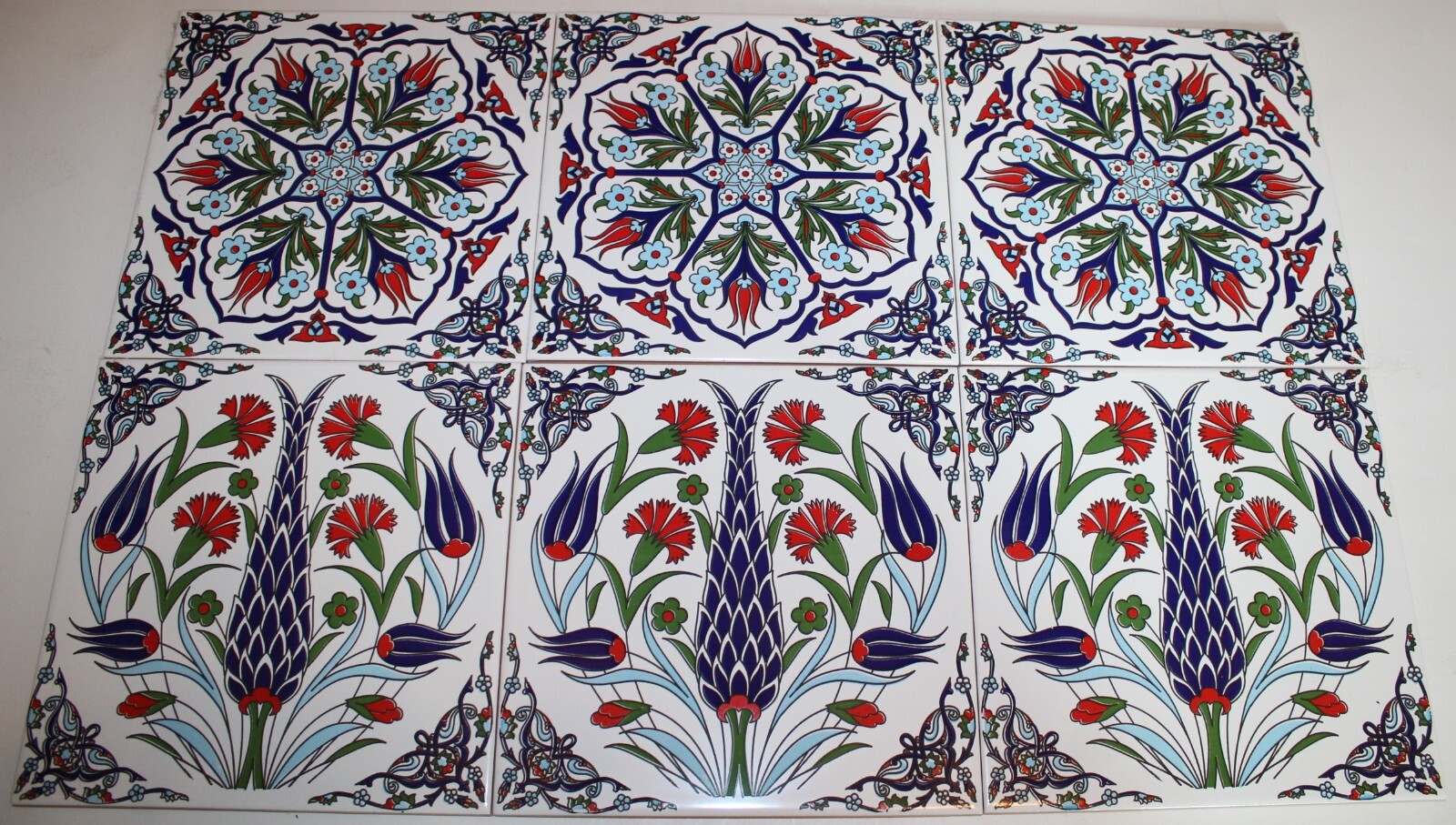 Iznik Floral 8″x8″ Square Ceramic Tile Trivet Hot Plate Set of 6