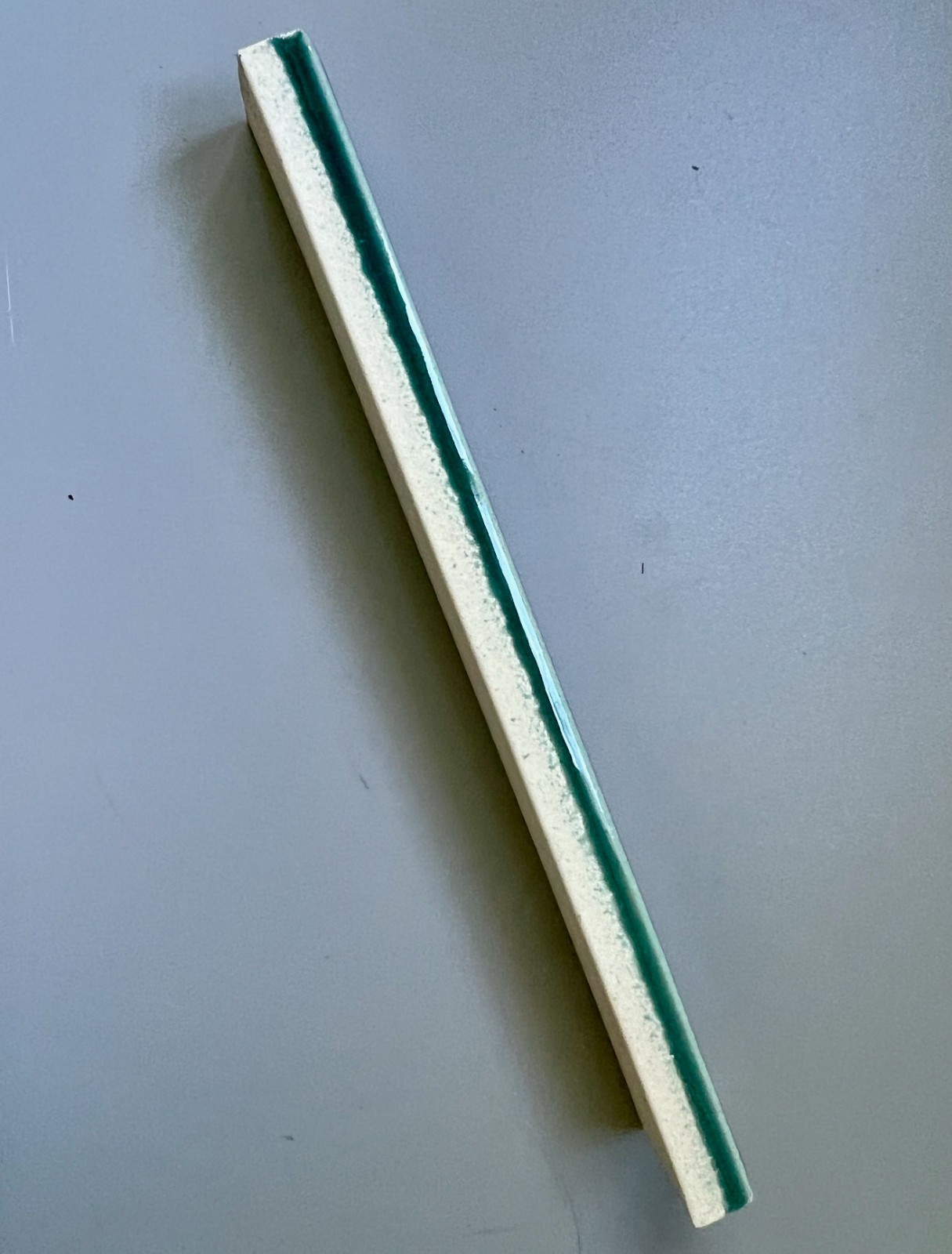(5) Vtg Pratt Larson Green Gloss Ceramic Art Tiles 1×6 Bullnose Border Trim Lot