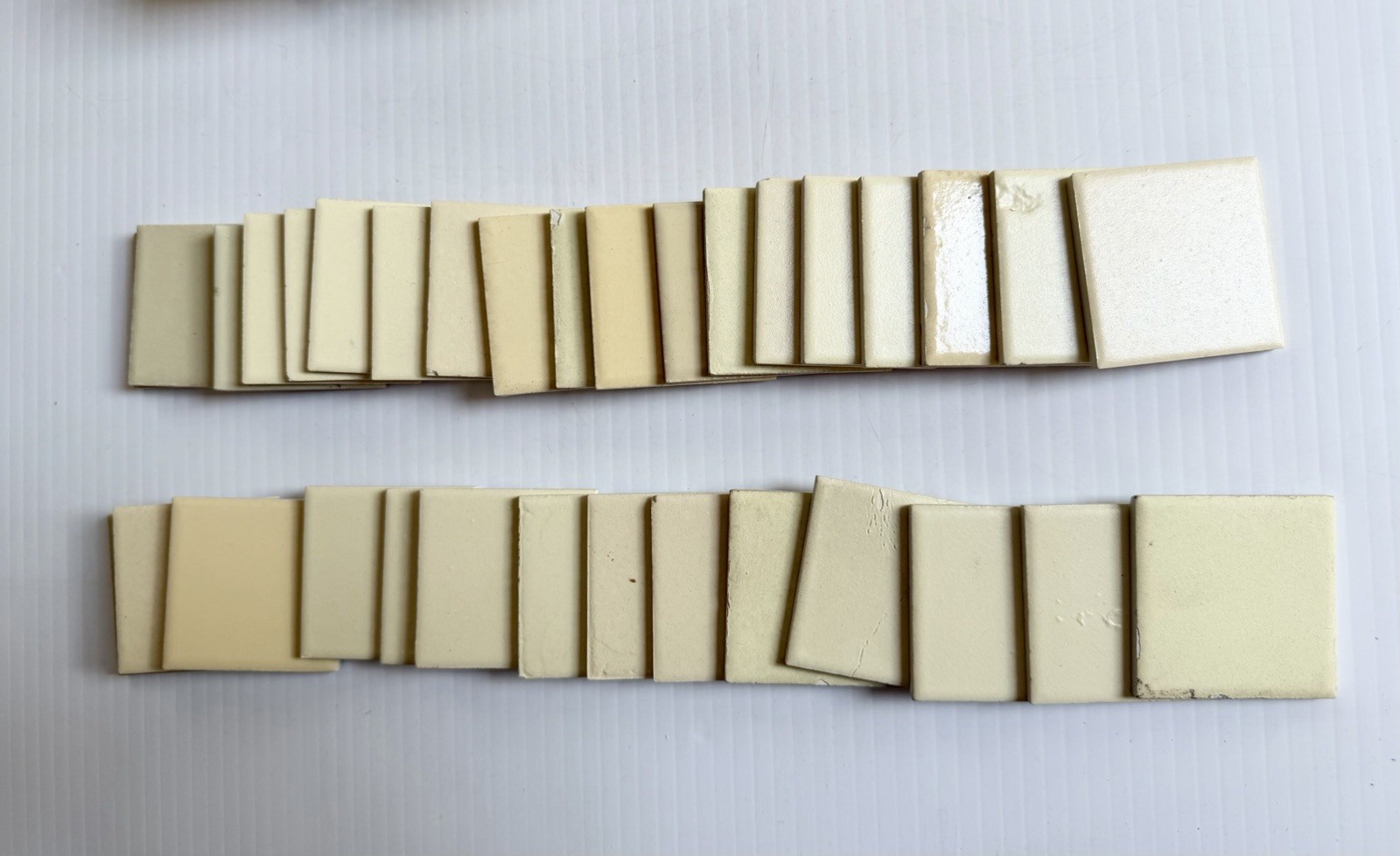 Mixed Lot Of Vintage 2” Square Ceramic Tiles MCM Kitchen Bath Beige, Yellow
