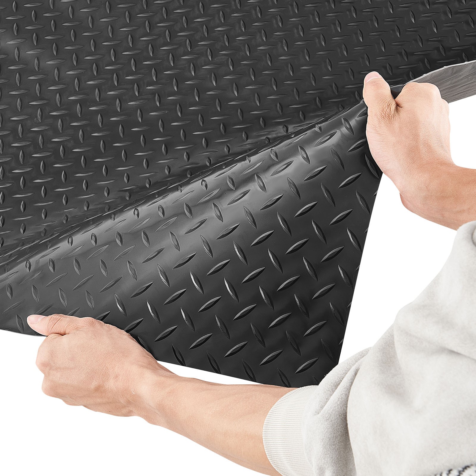 VEVOR Garage Floor Roll 4×10 ft PVC Diamond Mat Non-Slip Easy Clean Black