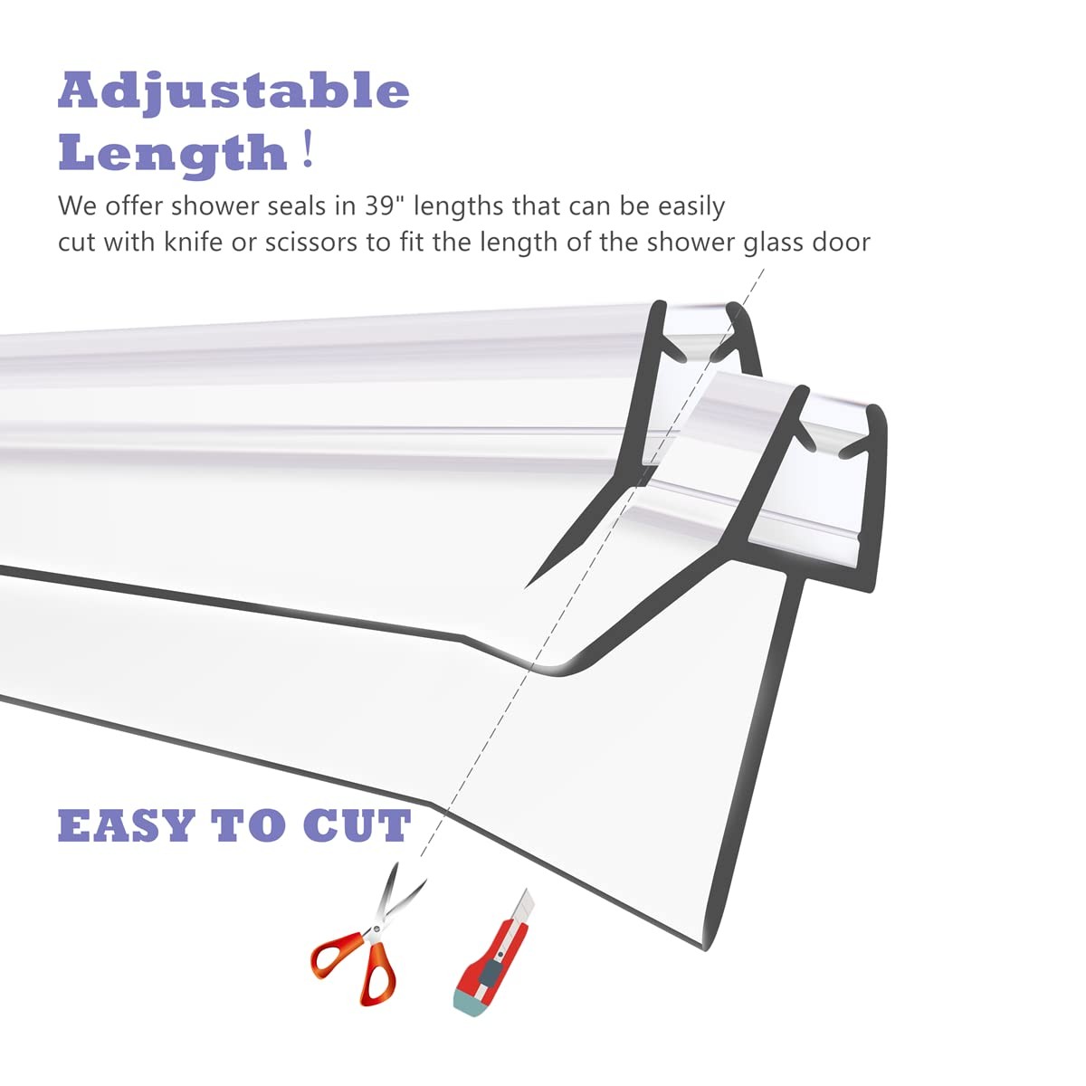 GEZMR 2-Pack Frameless Shower Standard – 1/4 inch (6mm) – 23mm Gap, Clear