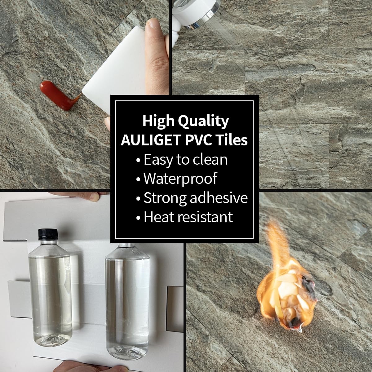 20-Piece Apache Brown Rock Peel and Stick Backsplash Wall Tiles, 6″ x 12″ PVC…