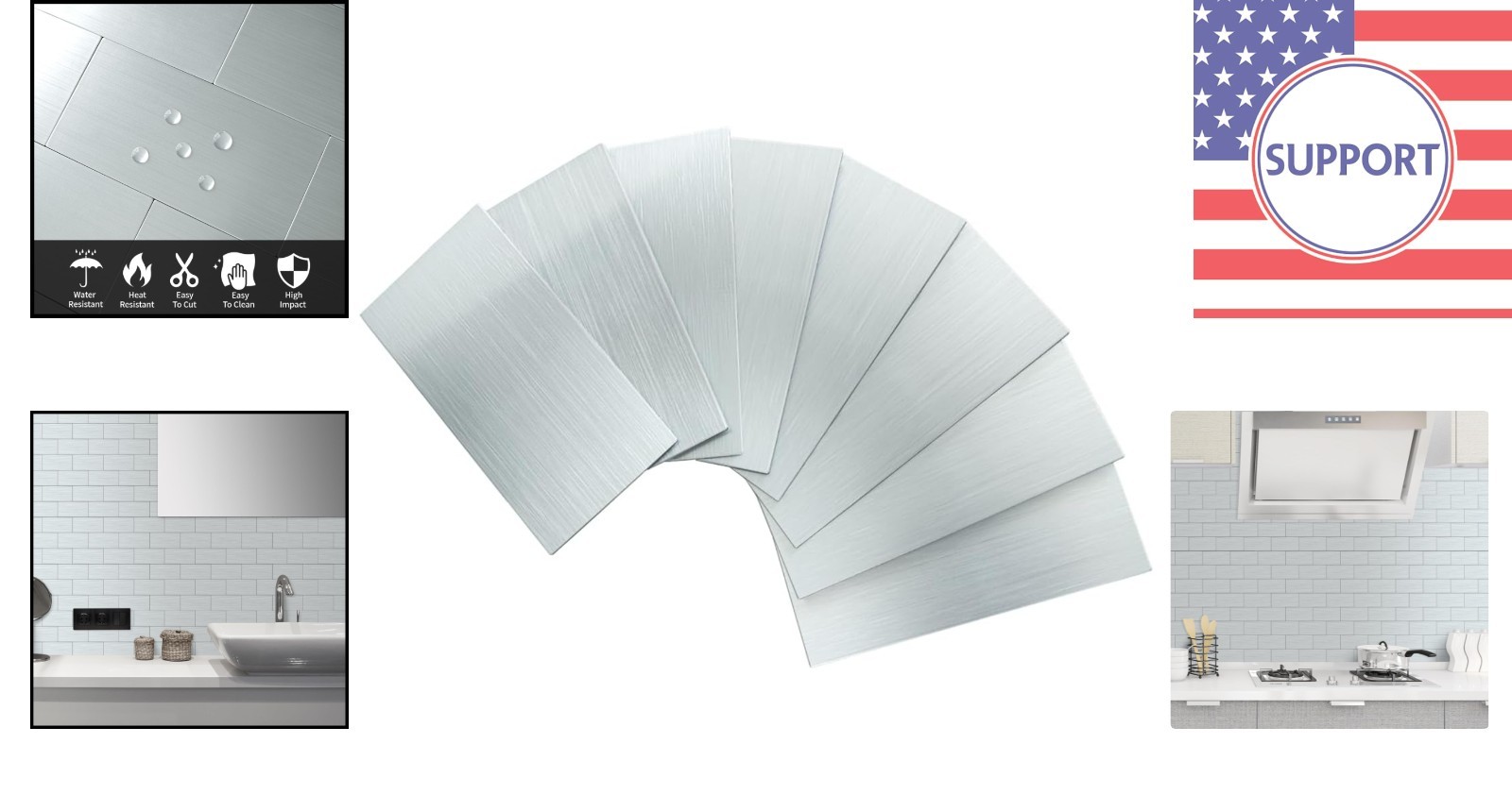 Waterproof 3″ x 6″ Stainless Steel Peel and Stick Subway Tiles for Modern Homes
