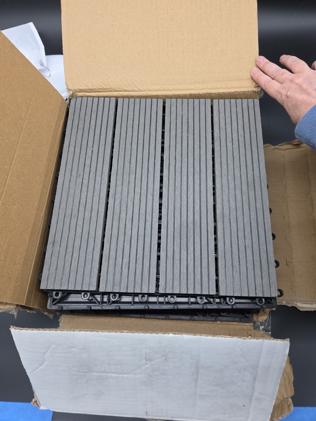 Cement Composite Deck Tiles 12×12 Interlocking Outdoor 6pc