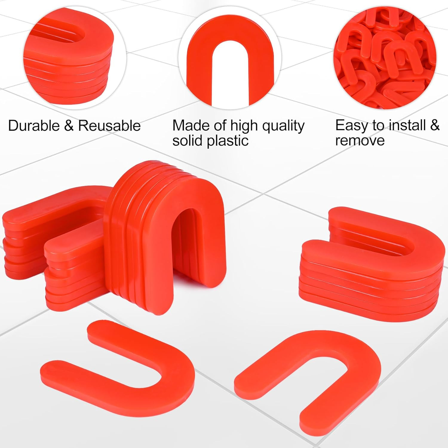Horseshoe Shims Tile Spacers 1/8 Inch (3mm) 400Pcs U-Shaped Plastic Shims for…