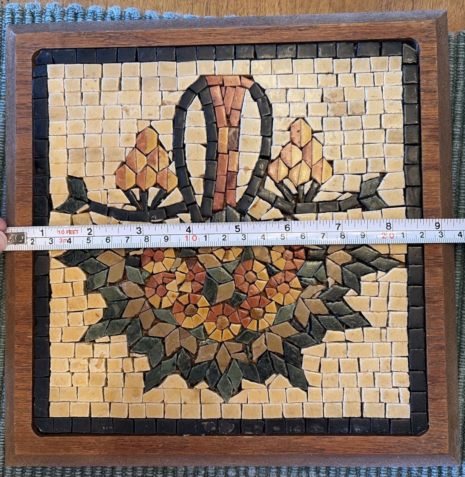 MADABA TREE HAND MADE 9.5” 9.5″ MOSAIC MARBLE TILE ART HOME DECOR VINTAGE WALL