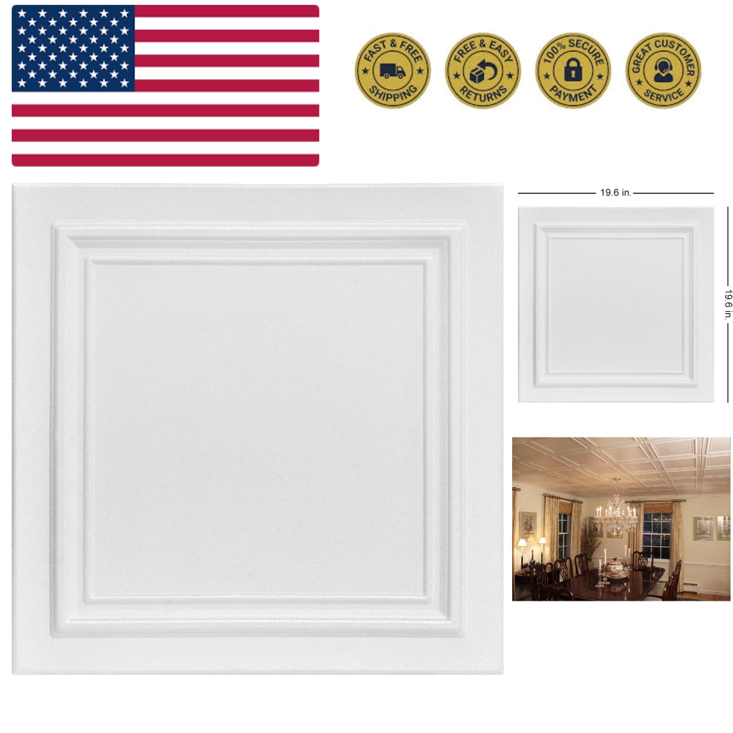 R24 Line Art Foam Glue-up Ceiling Tile 21.6 sq. ft./Case, Pack of 8, Plain White
