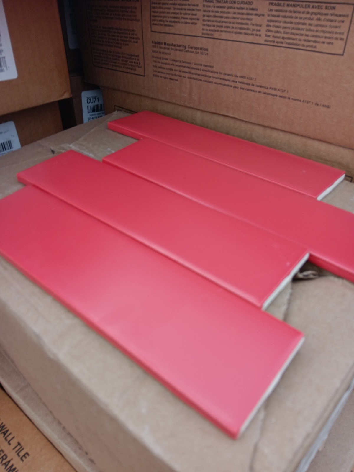 20 Tiles (2.5 ft²) – Matte Red 2″ x 8″ Ceramic Subway Tile..Vintage/Retro