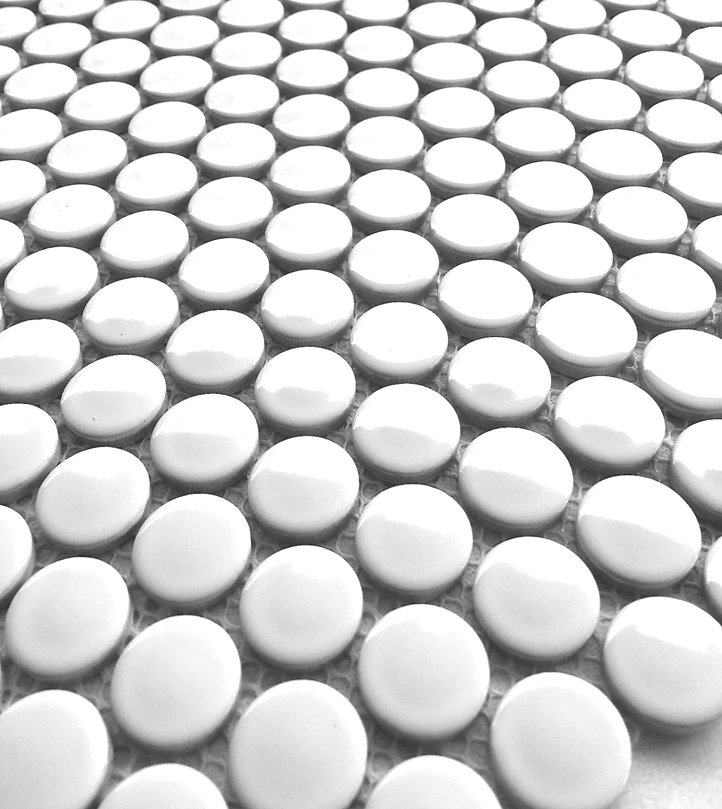 Penny Round Shiny White Porcelain 3/4″ Mosaic Tile Floor Backsplash Kitchen