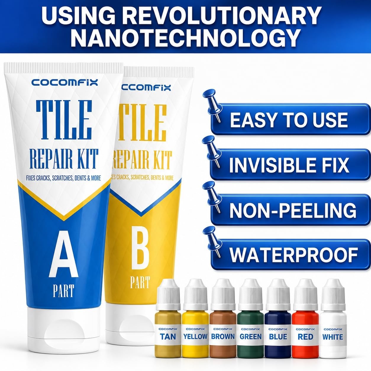 Tile Repair Kit for Chips & Cracks – Color Match, Strong Adhesion for Ceramic, P
