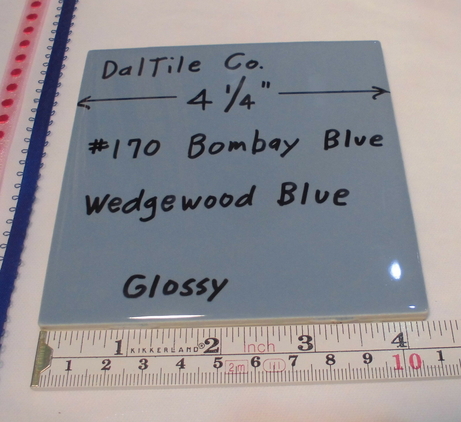 1 pc. Wedgewood Blue – Daltile Co.; Bombay 4-1/4″ Glossy Ceramic Tile; New
