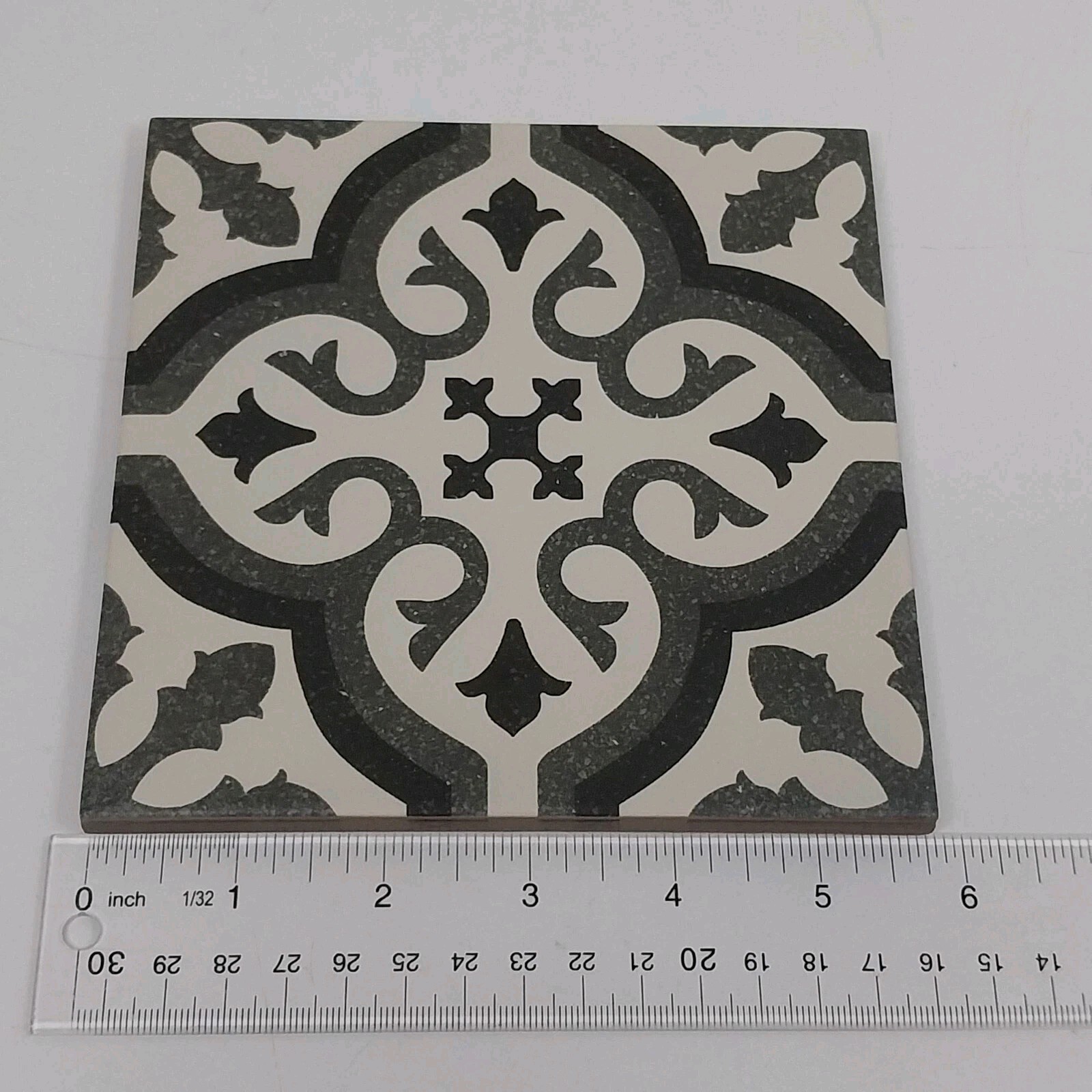 Ceramic Spanish Tile Black White Gray Moroccan Pattern 5.75″ Wall Floor