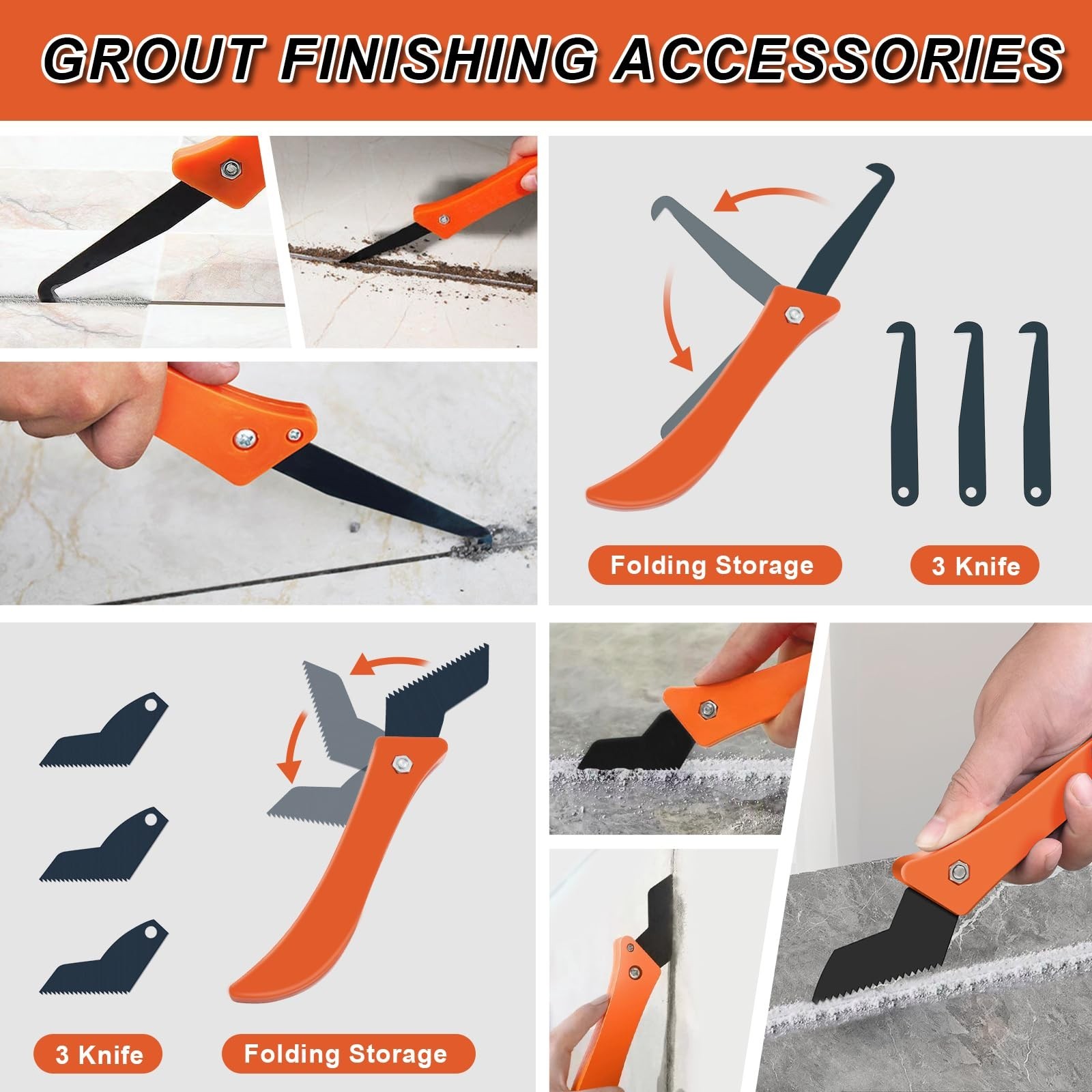 Grout Removal Tool Set, Heavy Duty Grout Saw with Replaceable Blades, Tile Gr…