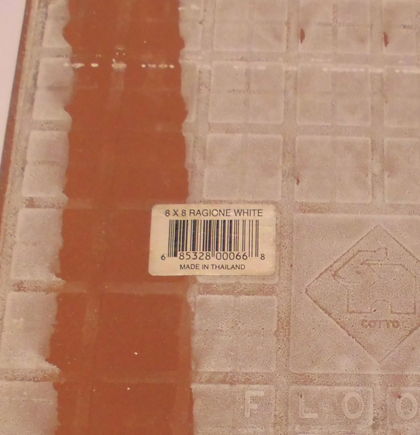 1 pc. *White* Ragione Ceramic Floor Tile 8″ Very Lightly Textured; almost smooth