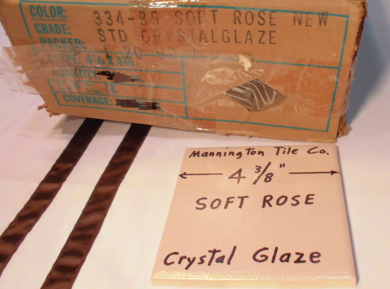 1 pc. Light-Rose-Pink: 4-3/8″ Ceramic Tile by Mannington, Matte/Crystall Glazed