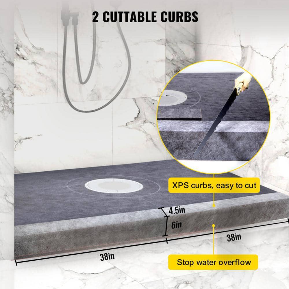 Curbless Shower Pan Kit 38 x 60 in. Shower Base 4 in. PVC Central Bonding Flange