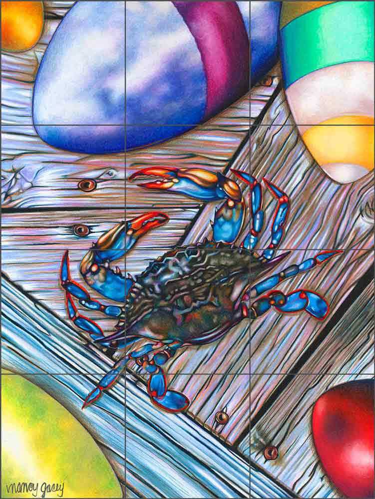 Crab Tile Backsplash Nancy Jacey Coastal Art Ceramic Mural NJ102