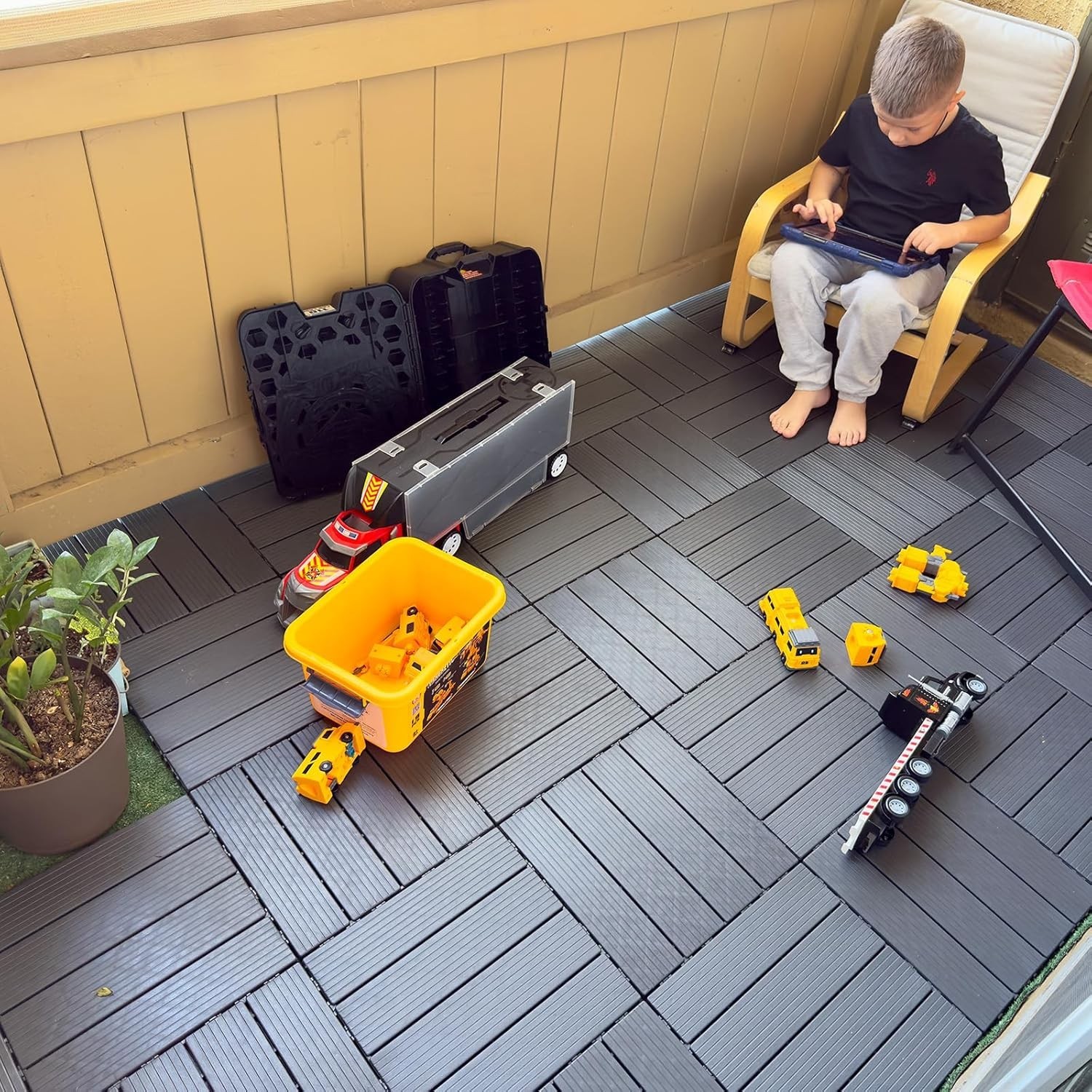 36 Sq. Ft Plastic Interlocking Deck Tiles, 36 Pack,12″X12″ Waterproof Outdoor Fl